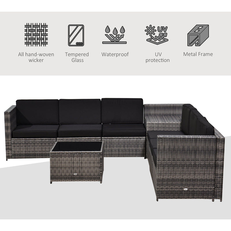 6 Seater Rattan Garden Sofa Set