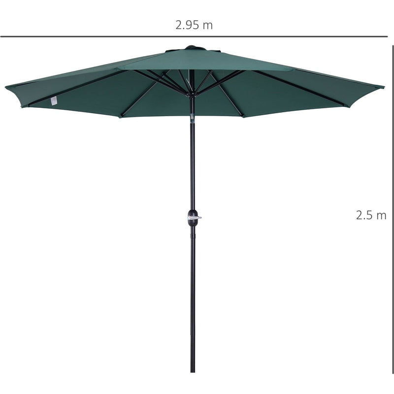 3m Tilting Garden Parasol with Crank Handle Outsunny