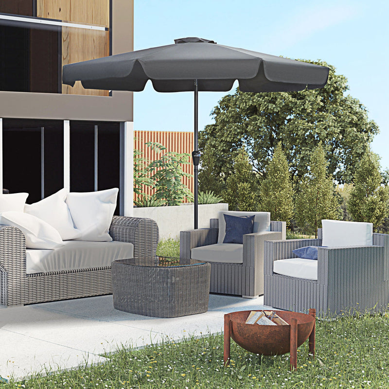 2.7m Large Outdoor Garden Umbrella - Black Outsunny