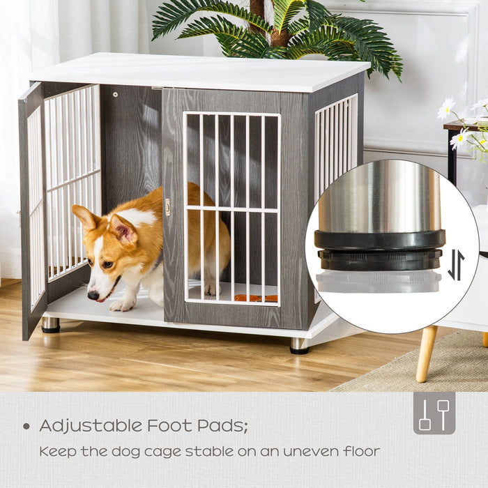 Wooden Dog Crate with Lockable Door, Adjustable Feet