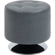HOMCOM 360° Swivel Foot Stool Round PU Ottoman with Thick Sponge Padding and Solid Steel Base, Grey Homcom