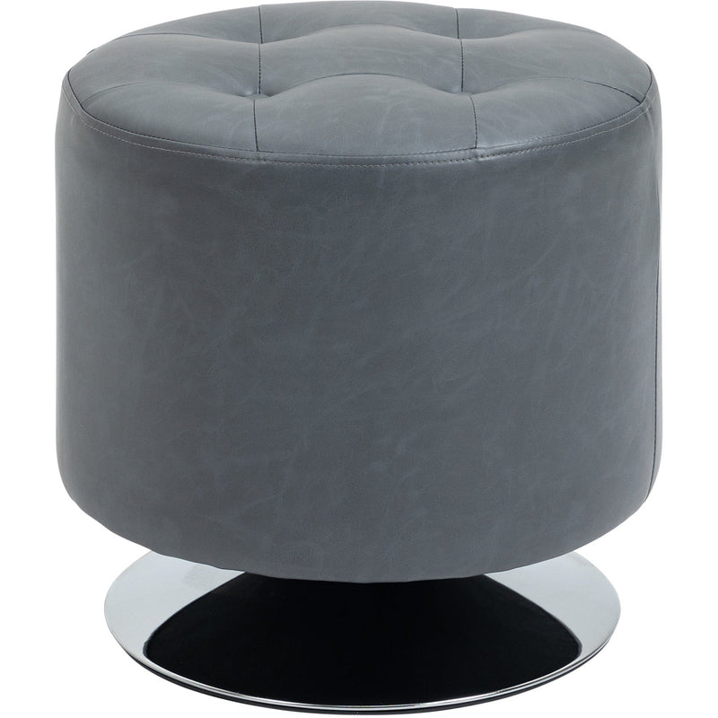 HOMCOM 360° Swivel Foot Stool Round PU Ottoman with Thick Sponge Padding and Solid Steel Base, Grey Homcom