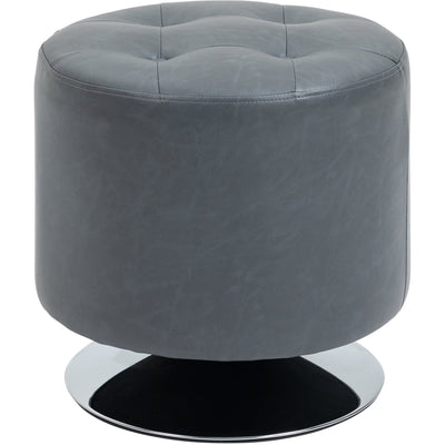 HOMCOM 360° Swivel Foot Stool Round PU Ottoman with Thick Sponge Padding and Solid Steel Base, Grey Homcom
