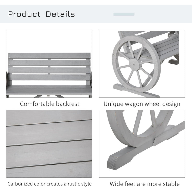 Wagon Wheel Garden Bench Outsunny