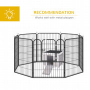 PawHut Wooden Rabbit Hutch Bunny Puppy Cage Guinea Pig Hutch, Rabbit Hideaway, Cat House, Pet Habitat Small Animals Ferret 51 x 42 x 43 cm, Grey Pawhut