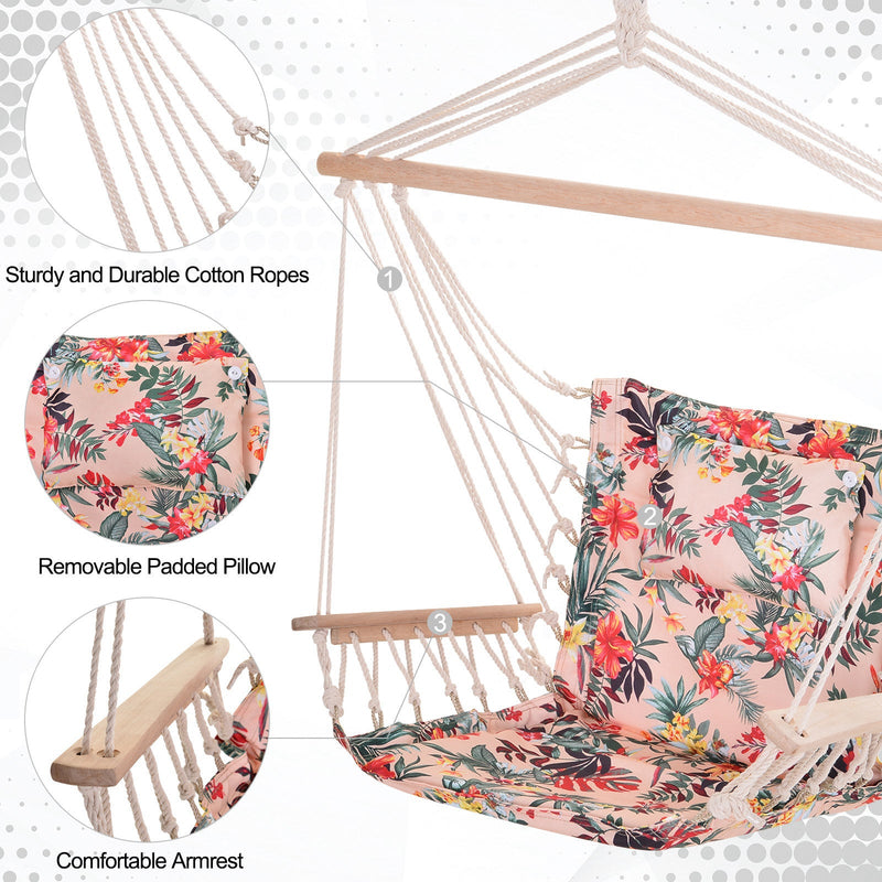 Outdoor Hanging Hammock Chair, Thick Rope, Multicoloured Outsunny