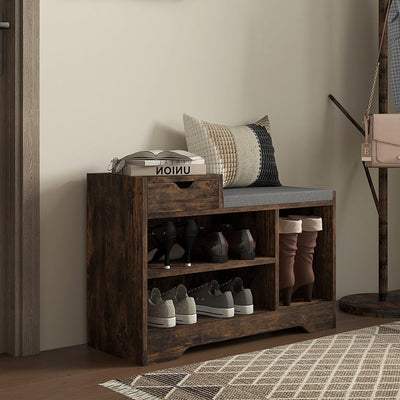 HOMCOM Hallway Bench With Storage, Rustic Brown homcom