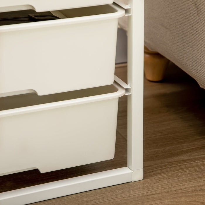 White 6-Drawer Chest, Steel Frame