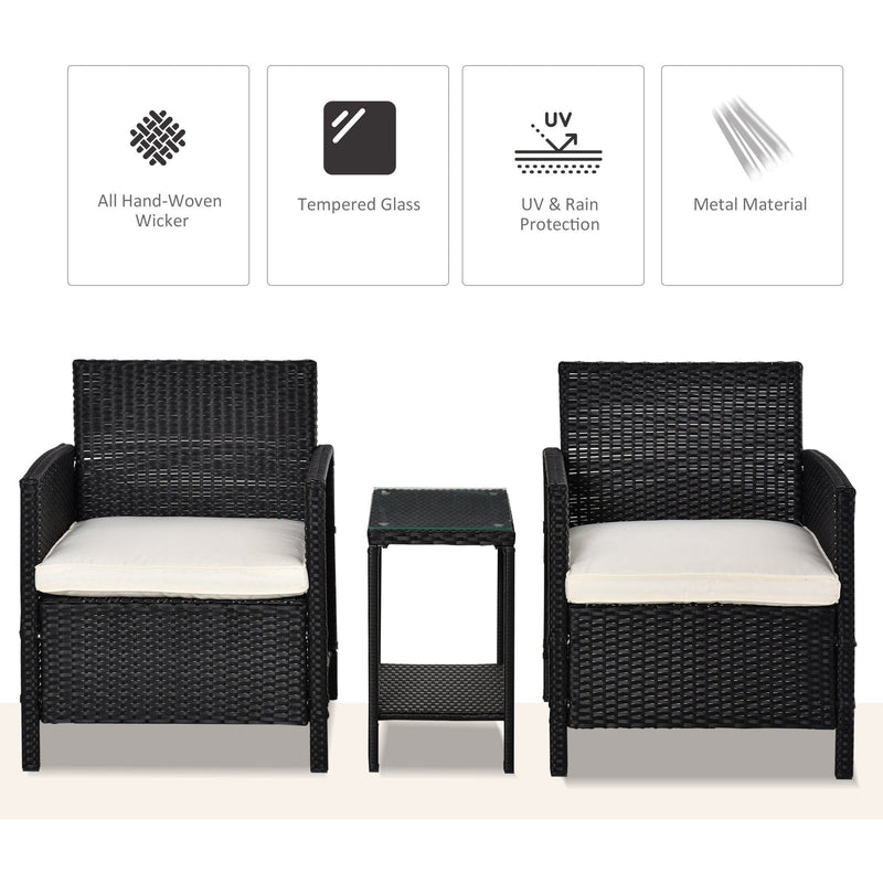 Rattan Garden Bistro Set With Comfy Armchairs