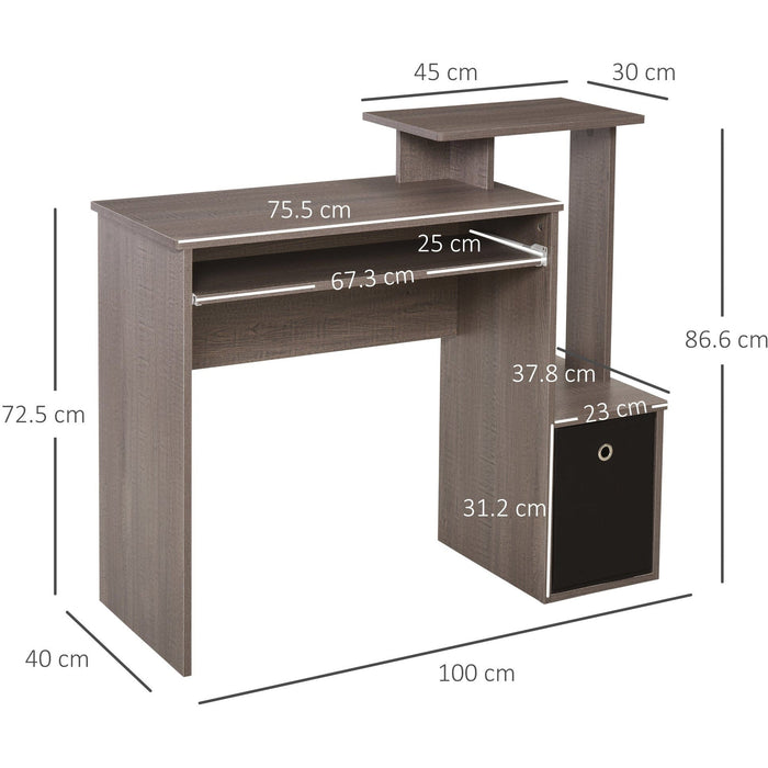 Compact Gaming PC Desk with Keyboard Tray & Drawer Shelf