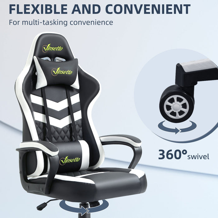 Racing Gaming Chair with Lumbar Support Black & White