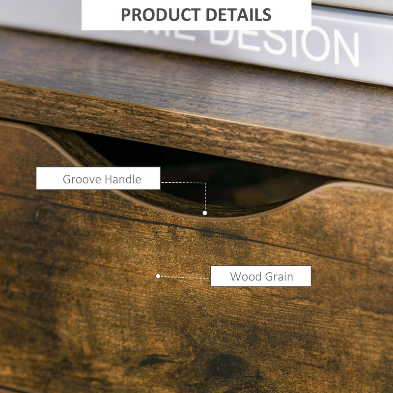 Rustic Industrial Side Table with Drawer, Shelf, Steel Frame