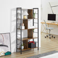 5 Shelf Industrial Bookcase, Rustic Brown, Metal Frame Homcom
