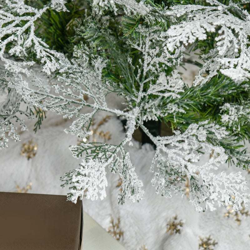 6ft Snow Flocked Artificial Pencil Christmas Tree with Realistic Cypress Branches - Green, Auto Open AOSOM