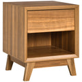 Modern Bedside Table with Drawer, Walnut Brown Homcom