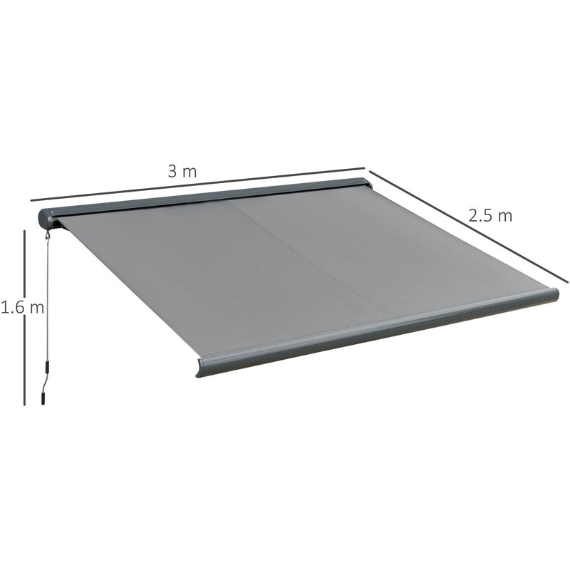 300 x 250cm Electric Awning - R/C & LED, Grey