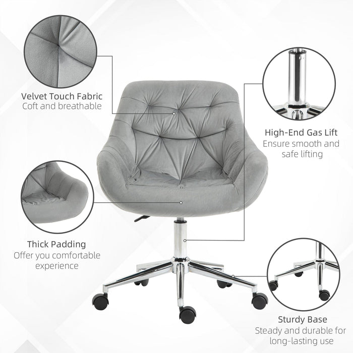 Grey Velvet Ergonomic Office Chair
