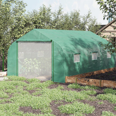 Walk In Polytunnel Greenhouse, PE Cover, 4.5x3x2m Outsunny