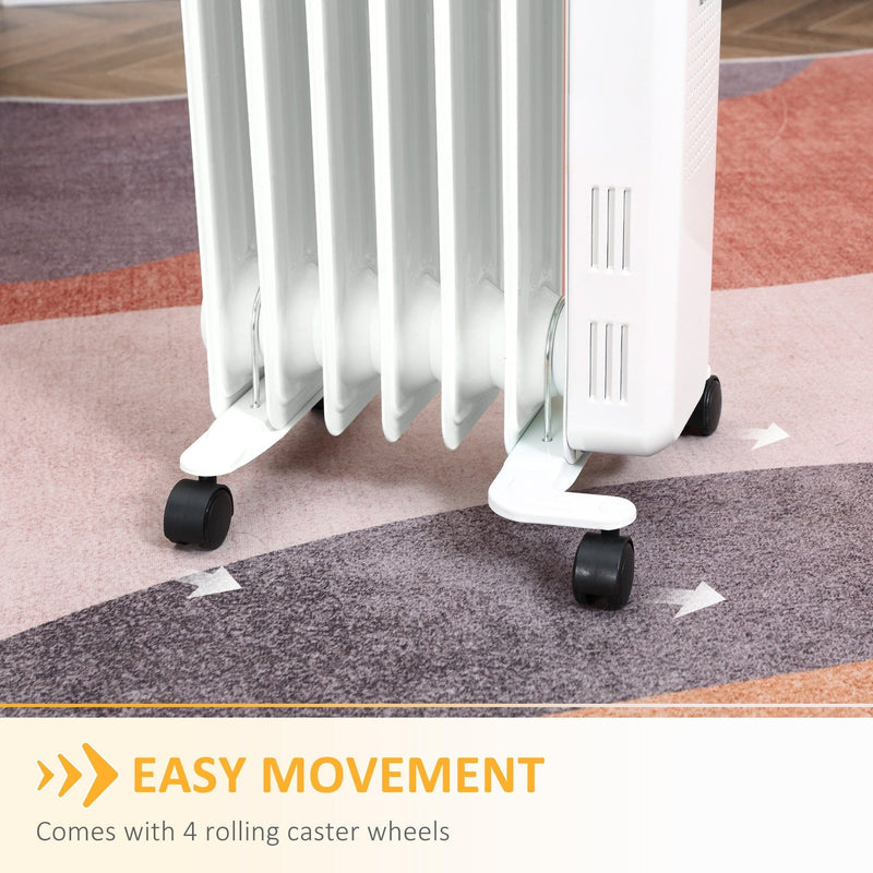 Oil Filled Radiator, 7 Fins, LED Display, Timer, 3 Settings