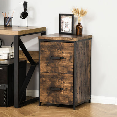 70cm Industrial Filing Cabinet Rustic Brown Vinsetto