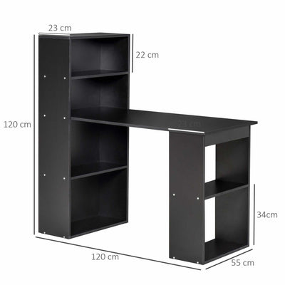 120cm Modern Computer Desk with Shelves Homcom
