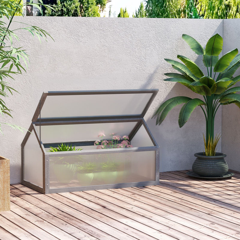 Small Wooden Cold Frame Greenhouse, Polycarbonate Panels