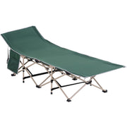 Outsunny Single Person Camping Folding Cot Outdoor Patio Portable Military Sleeping Bed Travel Guest Leisure Fishing with Carry Bag, Green Outsunny