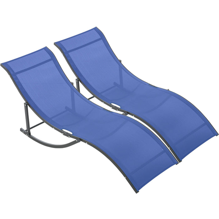 S Shaped Sun Lounger Set, Foldable, Set of 2