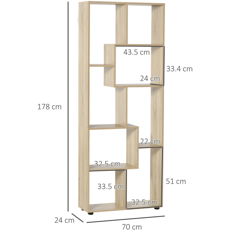 70cm Wide Bookcase, Modern Geometric Display Storage Unit