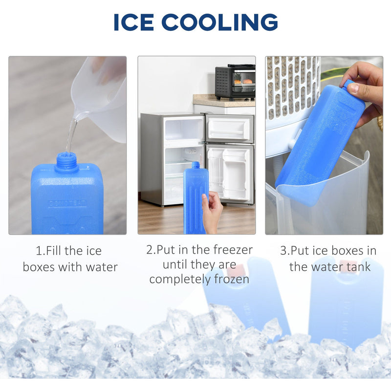 HOMCOM Evaporative Air Cooler, Oscillating Ice Cooling Fan with 3 Modes, 3 Speeds, Remote Control, Timer, and Oscillation, White Homcom