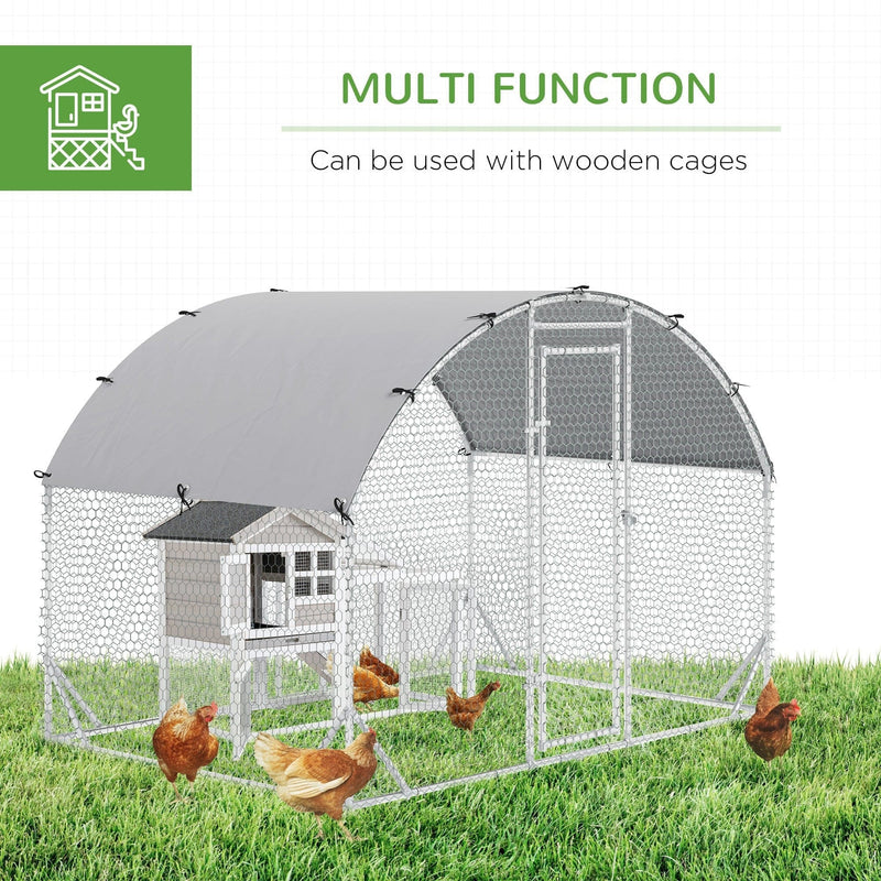 Galvanised Chicken Cage With Run, Water-Resist Cover