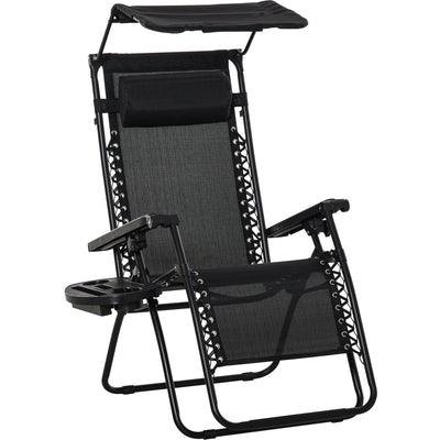 Folding Zero Gravity Chair, Cup Holder & Canopy Shade Outsunny
