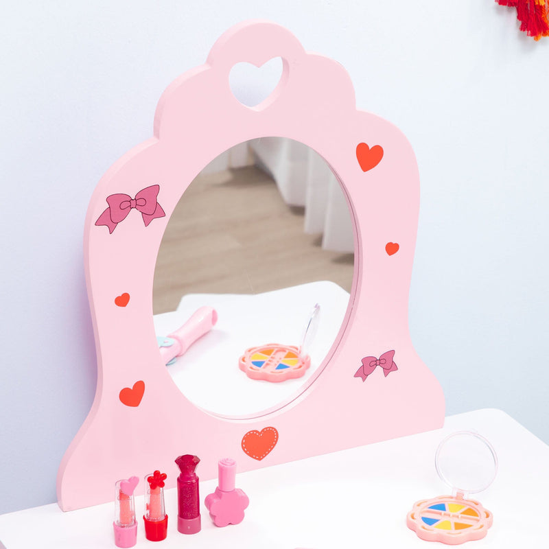 Pink Kids Vanity Set (3-6 Years): Dressing Table, Mirror, Stool
