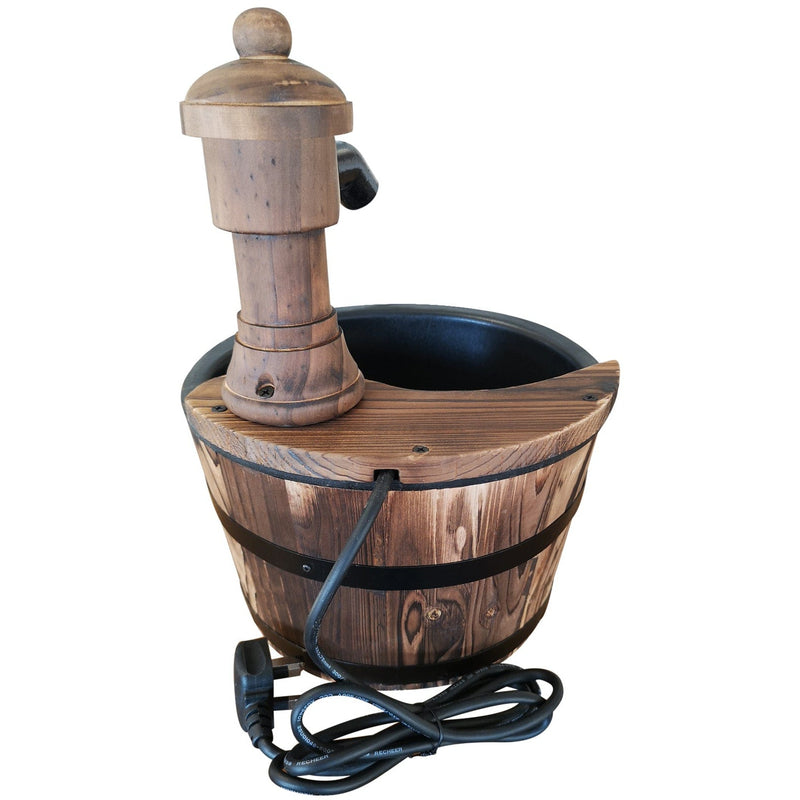 Garden Water Fountain with Plug In Electric Pump for Easy Relaxation Carbonised Wood Outsunny