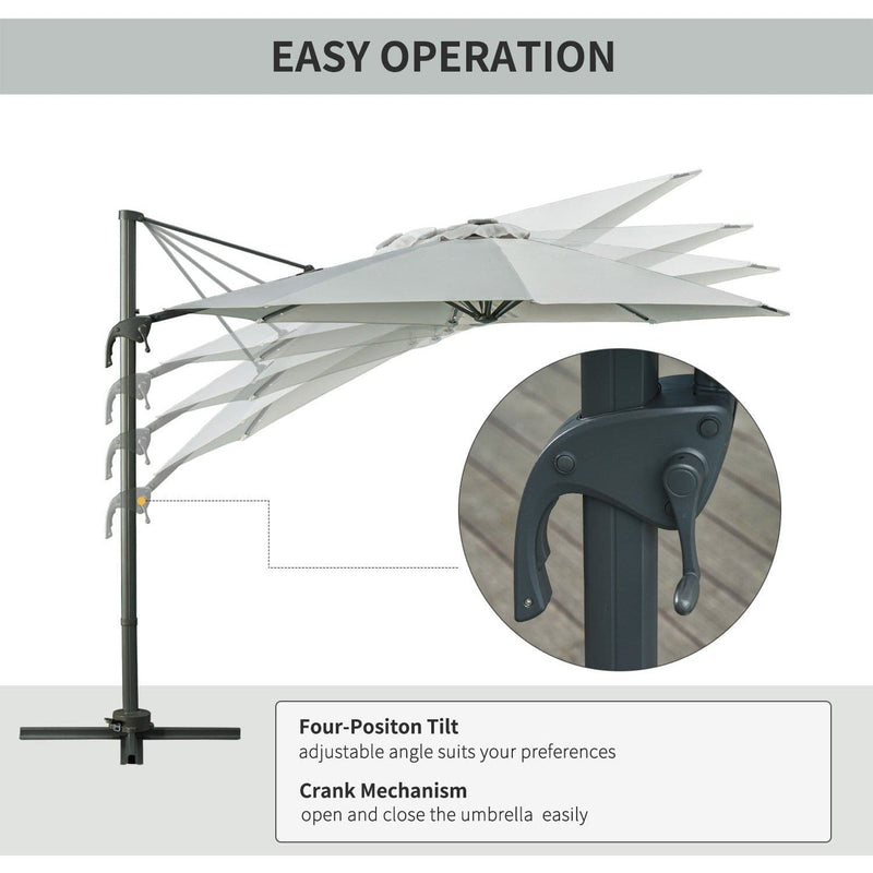 3m Roma Offset Cantilever Patio Parasol, 360° Rotation