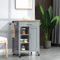Small Kitchen Trolley on Wheels, Open Shelf, Drawer, Grey Homcom