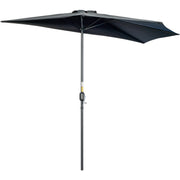 Half Parasol for Patio, Balcony - Black Outsunny