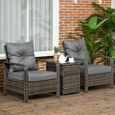 3 Piece Outdoor Rattan Bistro Set Outsunny