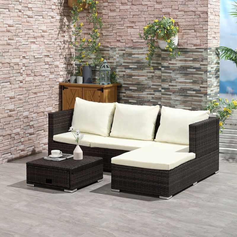 Rattan Corner Garden Sofa Set with Coffee Table