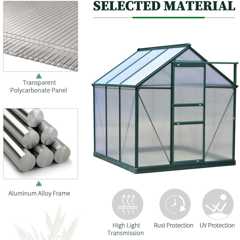 Polycarbonate Greenhouse, Walk In, Galvanised Frame, Clear