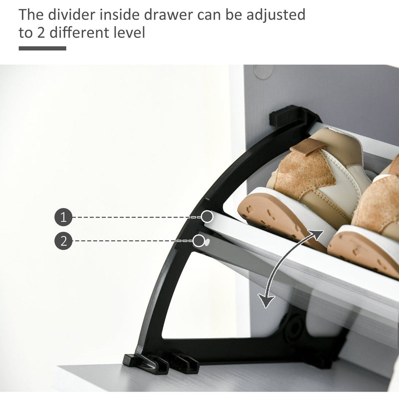 High Gloss Shoe Cabinet, 4 Drawers, 18 Pairs - White