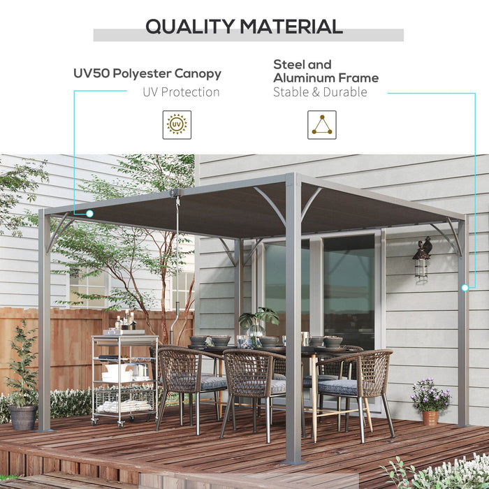 3x3 Metal Pergola With Louvered Roof, Grey