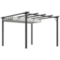 Modern Garden Pergola With Retractable Roof, 3x3m, Grey Outsunny
