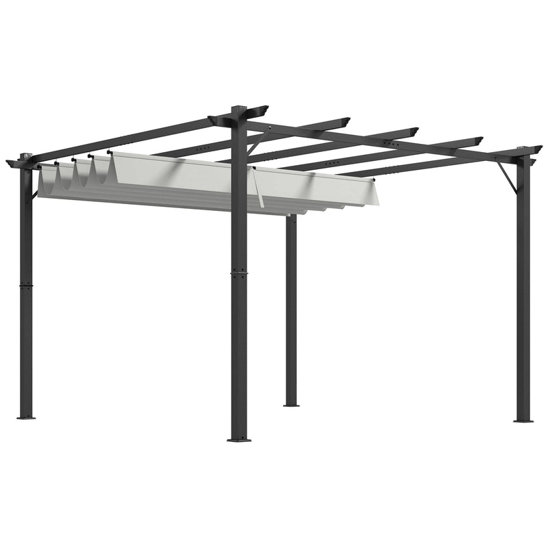 Modern Garden Pergola With Retractable Roof, 3x3m, Grey