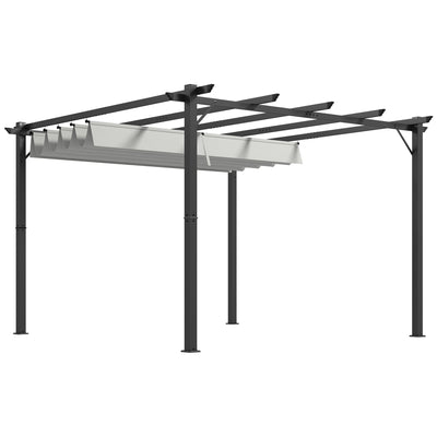 Modern Garden Pergola With Retractable Roof, 3x3m, Grey Outsunny
