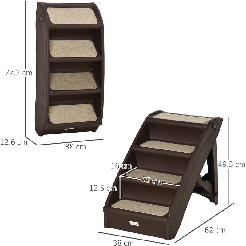 Dark Brown 4-Step Pet Stairs (62x38x49.5cm)