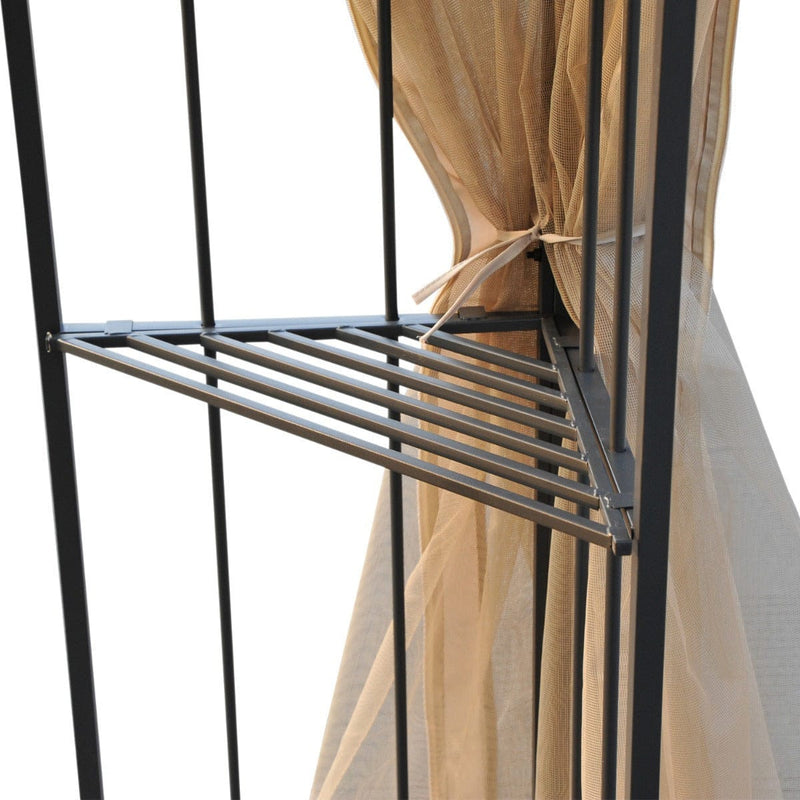 Metal Frame Gazebo With Mesh Sides, Double Top Canopy, 3x3m