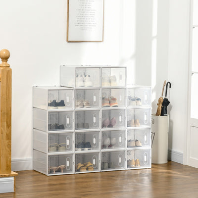 Portable Shoe Storage Cabinet, Holds 18 Pairs, Up To Size 12 Homcom