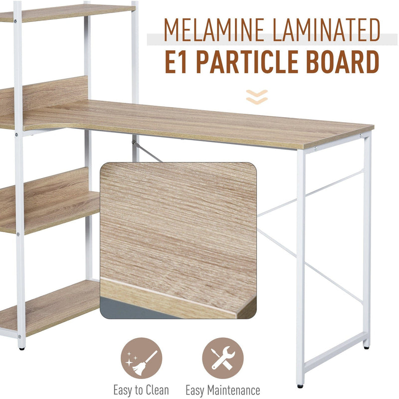 Retro Desk With Shelves, Metal Frame Home Office Workstation