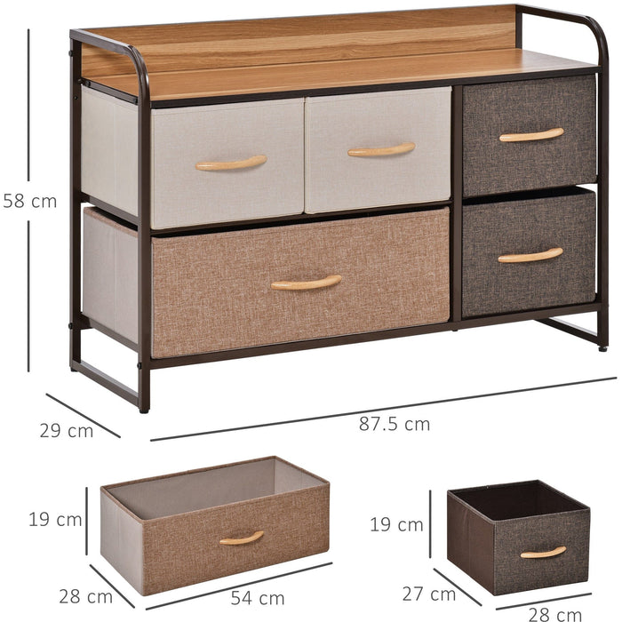 Linen 5-Drawer Dresser with Steel Frame